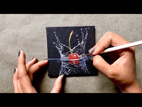 hyper realistic miniature painting cherry in water by paintastic arts