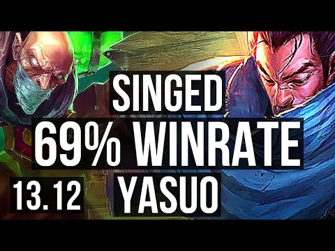 SINGED vs YASUO (TOP) | 8/0/0, 69% winrate, Rank 6 Singed, Legendary | TR Grandmaster | 13.12