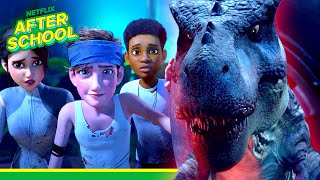 Tarbosaurus Rollercoaster Ride! 🎢 | Jurassic World Camp Cretaceous | Netflix After School