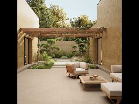 Carrelage sol extérieur effet pierre Sassolini sable R11 100x100 cm