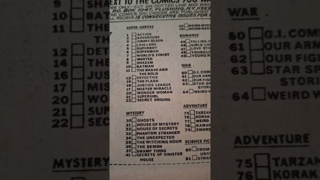 DC Comics 1973 subscription list!
