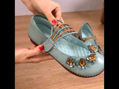 Women Flats Mary Janes Handmade Genuine Leather Flower Flat Shoes Woman Soft comfortable