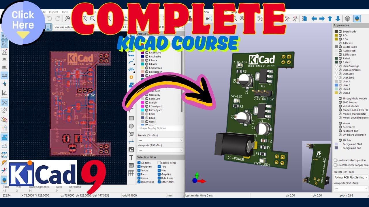 Complete KiCad 9 Course – From Circuit to PCB Design