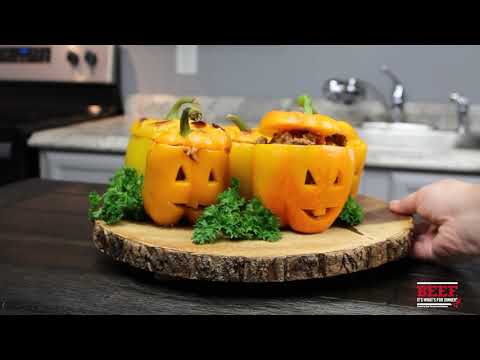 Jack O' Lantern Stuffed Peppers