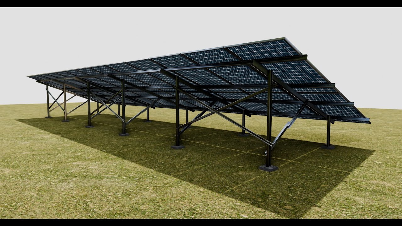 Solar Panel Steel Construction2x13 Vertical Panel Layout 3D Model