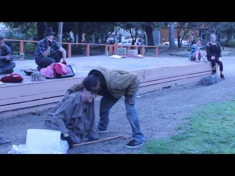 Special Head Levitates for homeless people at the park.