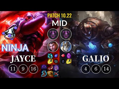RJ Ninja Jayce vs Galio Mid - KR Patch 10.22
