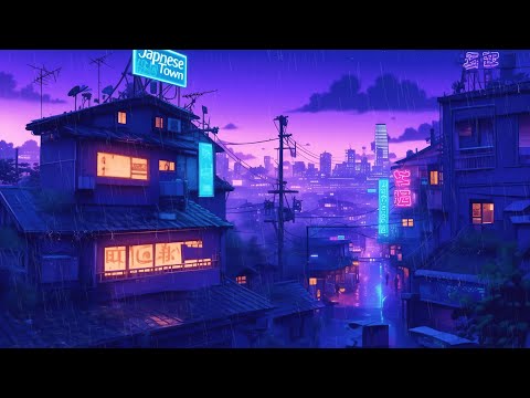 🌙 Late Night Focus Music | 🎧 Lofi Hip Hop for Study & Sleep | 🌧️ Rain Ambience | The Japanese Town