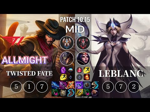 T1 Allmight Twisted Fate vs LeBlanc Mid - KR Patch 10.15