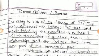 Notes on the Chapter 4 Dream Children. English literature Class B.A Sem 1.