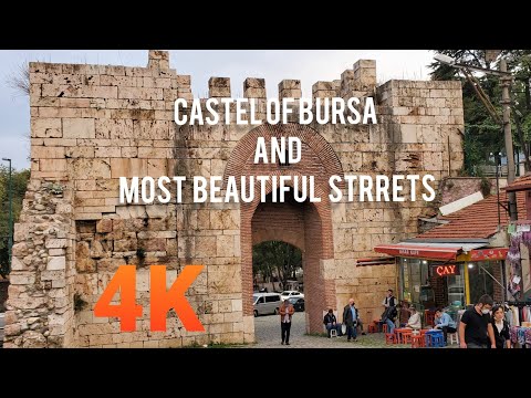 4K O Castelo de Bursa e belas ruas coloridas.TURQUIA