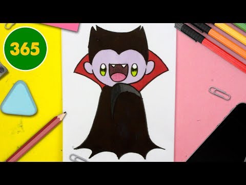 COMMENT DESSINER UN VAMPIRE KAWAII - Dessins kawaii - Comment dessiner Kawaii Halloween