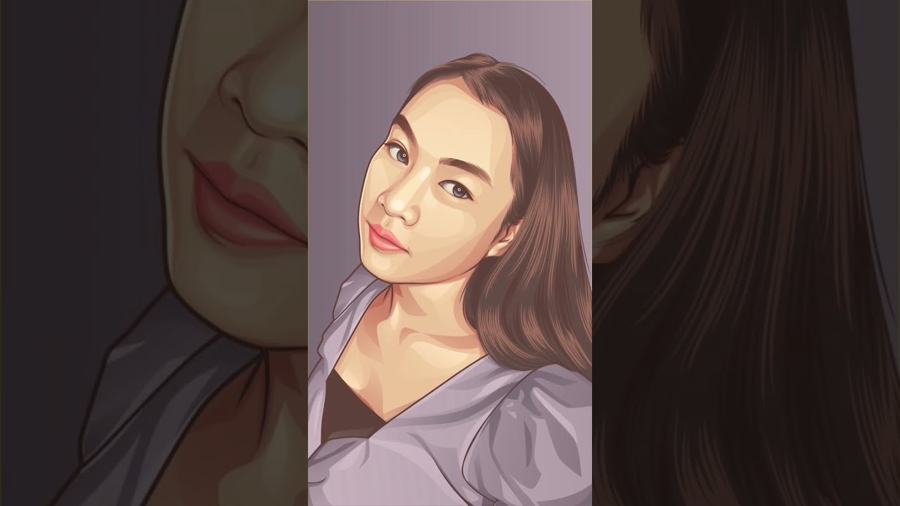 Lilac girl vector portrait #shorts #vectorart #alamcreative