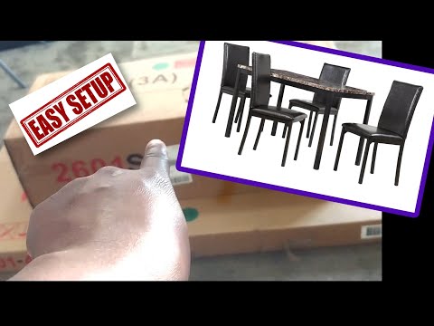 Pemberly Row 5-Piece Outdoor/Indoor Patio Dining Set, 42 in Round Powder Coated Table, Swivel Aluminum Chairs Without Arms, Dark Gray/Beige Finish, Removable Cushions, Machine Washable, PE Wicker Back video review thumbnail