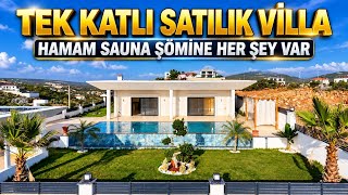 Hamam Sauna ve Şömineli Tek Katlı Akıllı Sistem Yerden Isıtmalı Villa / No:670