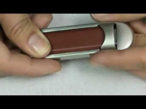 1GB Fold Pen Leather USB Flash Drive Brown-C00216