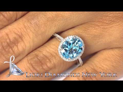 LR-009 - 3.78 CTW Natural Blue Topaz & Diamond Fashion Cocktail Ring 14k White Gold