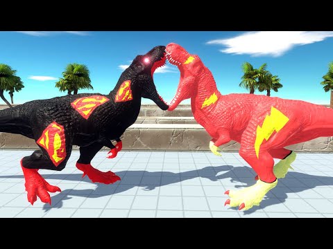 SHAZAM T-REX vs DARK SUPERMAN T-REX DEATH RUN - Animal Revolt Battle Simulator
