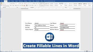 How to Create a Fillable Field with Underline in Your Word Document || Ms Word Hindi Tutorial