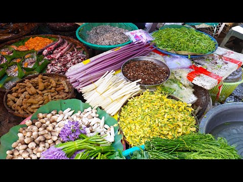 Cambodian Fresh Food Market, Asian Morning Market Scenes