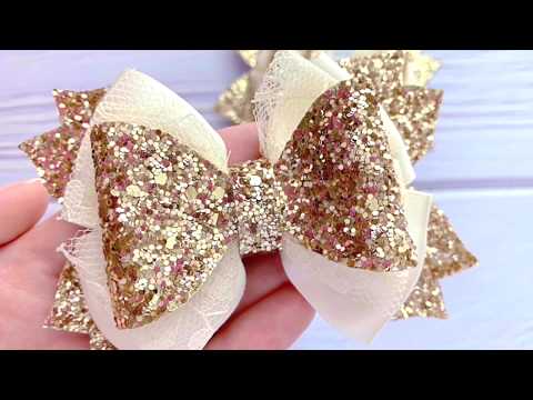 DIY Ivory Ribbon Hair Bow With Lace and Glitter // How To Make Hair Bows // Ribbon Hair Bow Tutorial