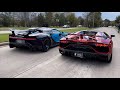 Bugatti Chiron Pur Sport Races Lamborghini Aventador SVJ Roadster