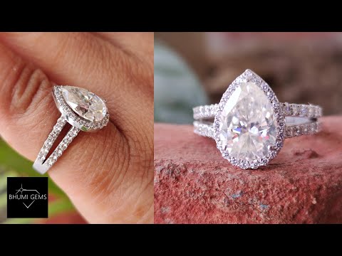 3.58TCW Pear Cut Moissanite Engagement Ring | Split Shank Ring | Diamond Ring | Gift For Her/Him