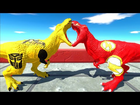 BUMBLEBEE T REX vs FLASH T REX DEATH RUN - Jurassic World Evolution 2