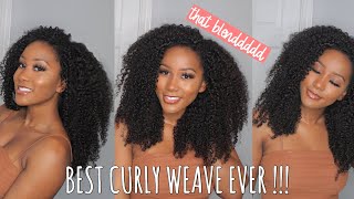 THE BEST CURLY HAIR EVER!!! ISee Mongolian Kinky Curly Weave, low maintenance + how I style &amp; blend