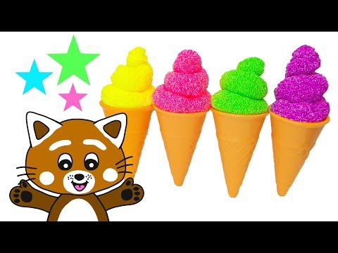 Pukkins gör glassar i Play Doh lera - Lär dig färger - Lek med oss Pukkins