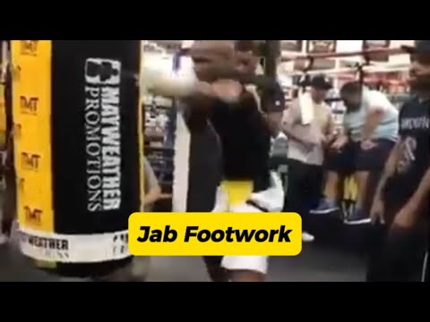 Floyd Mayweather jab footwork technique . Boxing training