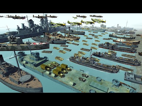 Largest IWO JIMA Beach Invasion EVER! (10,000 US Marines) - Men of War: WW2 Mod Battle Simulator