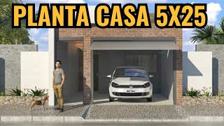 PLANTA DE CASA 5X25 COM FACHADA