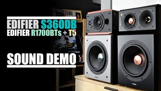 Edifier S360DB  vs  Edifier R1700BTs + T5 subwoofer  ||  Sound Comparison