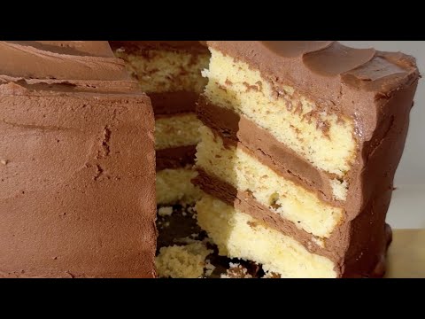 The Best Classic Yellow Cake with Chocolate Frosting