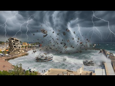 A powerful tornado struck Murcia, Spain, paralyzing Puerto de Mazarrón within minutes.