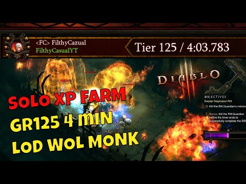 Solo XP Farm - LOD Wave of Light Monk (Diablo 3 Season 27 Sanctified Items)