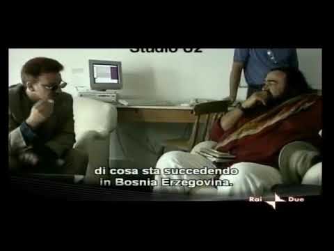 Bono meets Luciano Pavarotti about "Miss Sarajevo"