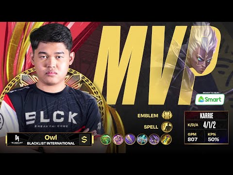 Karrie BLCK Owl MVP Game 1 Blacklist International vs Bren Esports | PlayOffs Day 2 MPL PH Season 11
