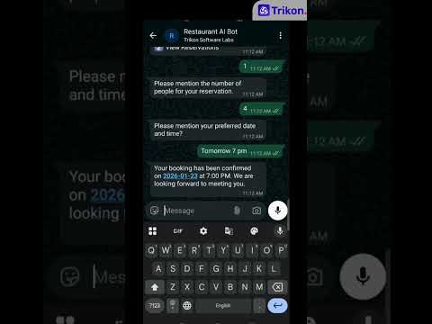 AI-Based Restaurant Booking Chatbot Demo