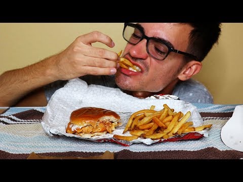 *crunchy* ASMR Wendy's Spicy Chicken & Fries *no talking* eating sounds