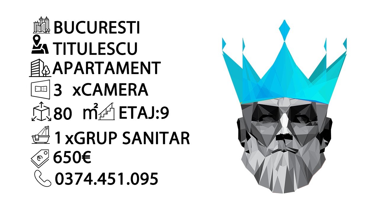 Tur video Titulescu - Basarab | 3 camere | Open Space / 2 balcoane