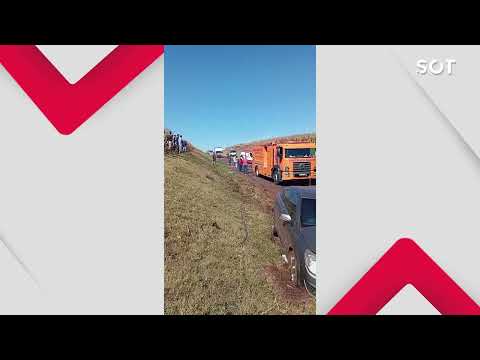 Grave acidente entre caminhão e dois carros mobiliza helicóptero do Samu em Iracema do Oeste