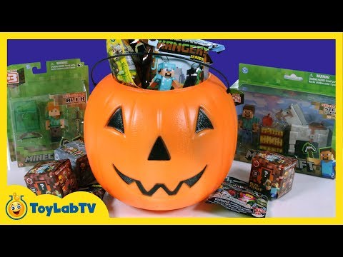 Minecraft Adventure in a Haunted House! Jack-O'-Lantern Halloween Surprise Toys, Steve, Alex & Lego