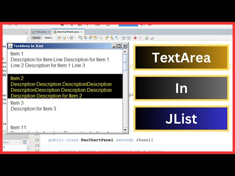 Java Tutorial How To Add Jtextarea Inside Jlist In Java Netbeans With Source Code