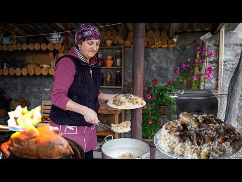 GIANT Rooster Cooks Up DELICIOUS Village Chicken Pilaf Recipe!