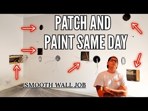 Smooth wall drywall repair and paint same day #drywallrepair