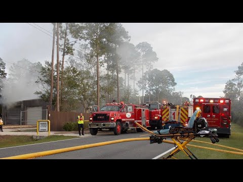 Camden County Fire Rescue Units Operating On Scene of a Commercial Structure Fire