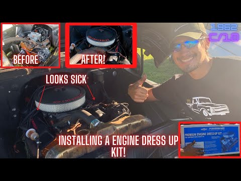 Installing a ENGINE DRESS UP KIT on MY SMALL BLOCK CHEVY 350! looks sick! (Restoring a 1962 C/10!)