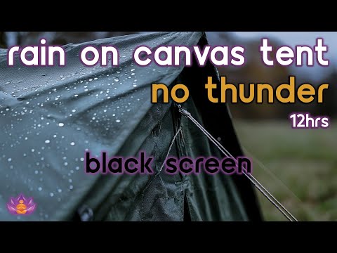 [Black Screen] Rain on Canvas Tent No Thunder | Rain Ambience | Rain Sounds for Sleeping